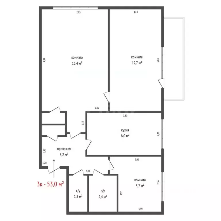 3-к кв. Свердловская область, Арти пгт ул. Нефедова, 38 (53.0 м) - Фото 2