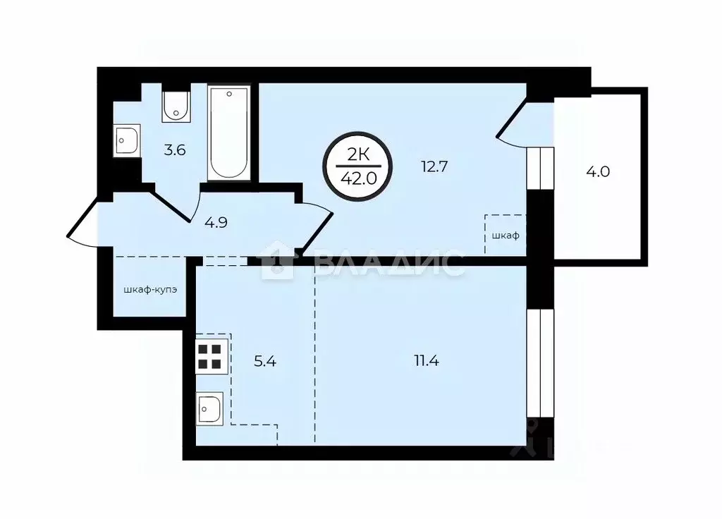2-к кв. Карелия, Петрозаводск Закаменская наб., 3 (41.5 м) - Фото 2