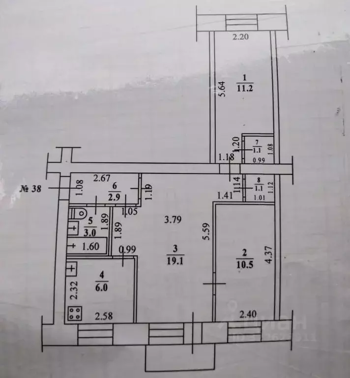 3-к кв. Саха (Якутия), Якутск ул. Федора Попова, 14/1 (55.0 м) - Фото 1