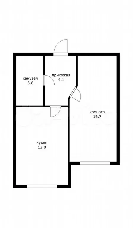 1-к. квартира, 38 м, 4/7 эт. - Фото 0