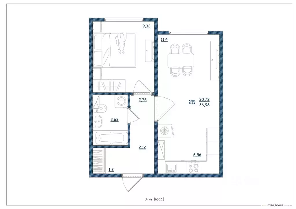 2-к кв. Тверская область, Тверь ул. Левитана, 93А (37.0 м) - Фото 2