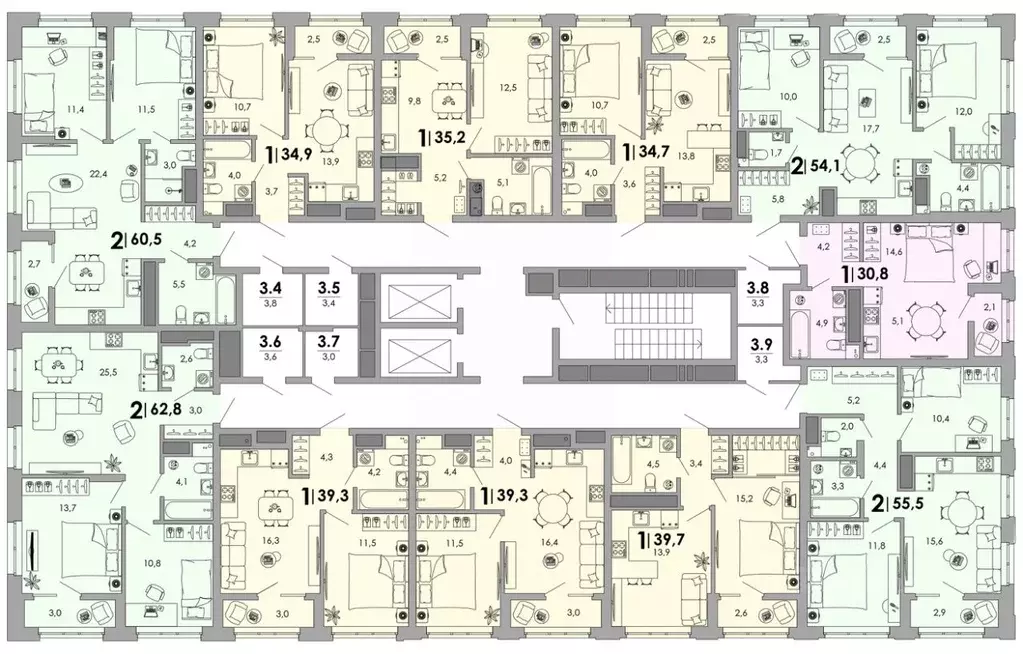 2-к кв. Владимирская область, Владимир Уно жилой комплекс (60.53 м) - Фото 2