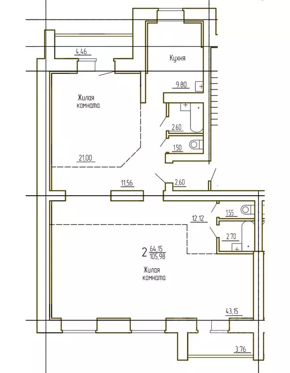 2-к кв. Челябинская область, Миасс просп. Макеева, 85 (105.98 м) - Фото 1
