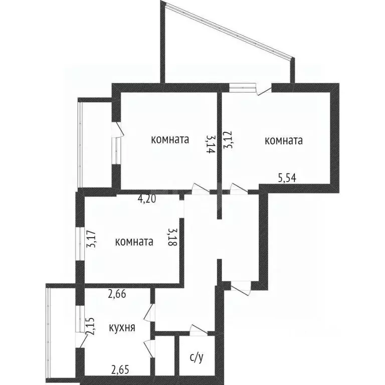 3-к кв. Белгородская область, Белгород бул. Юности, 45 (65.0 м) - Фото 2