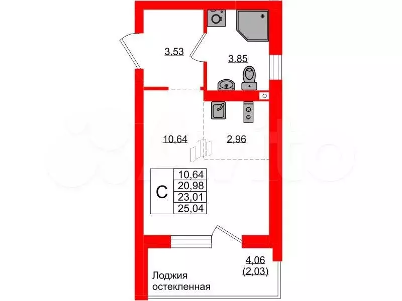 Квартира-студия, 23 м, 4/9 эт. - Фото 0