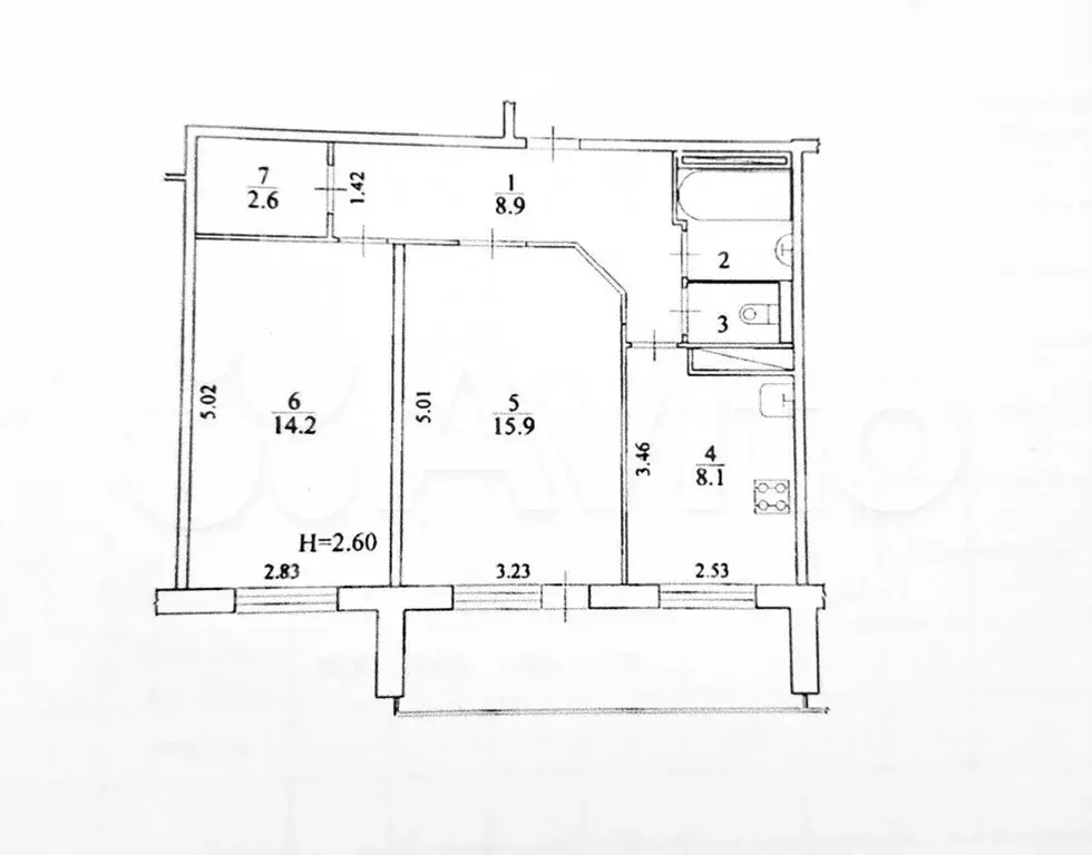 2-к. квартира, 54 м, 2/9 эт. - Фото 0