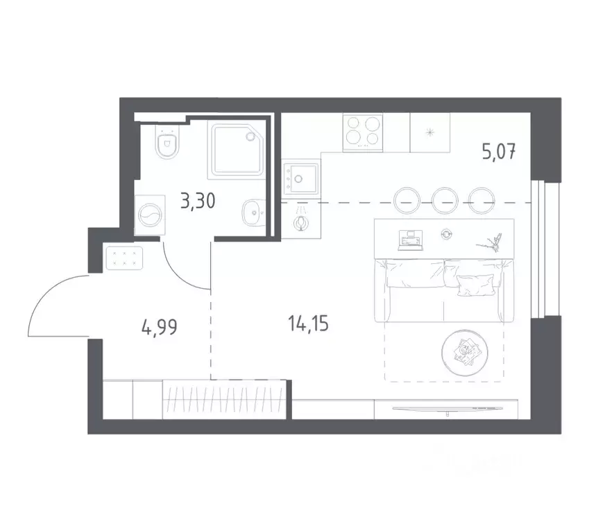 Студия Московская область, Красногорск Квартал Строгино жилой ... - Фото 1