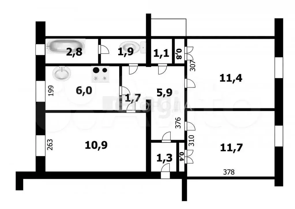 3-к. квартира, 56 м, 2/3 эт. - Фото 0