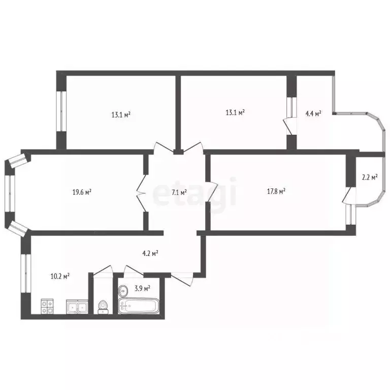 4-к кв. Московская область, Люберцы Комсомольский просп., 22 (92.4 м) - Фото 2
