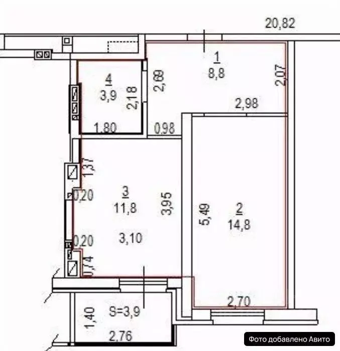 1-к кв. Ростовская область, Ростов-на-Дону ул. Малюгиной, 236/79 (43.0 ... - Фото 2