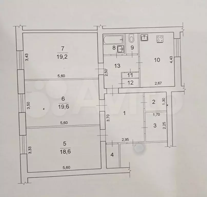 3-к. квартира, 99,5 м, 1/5 эт. - Фото 0