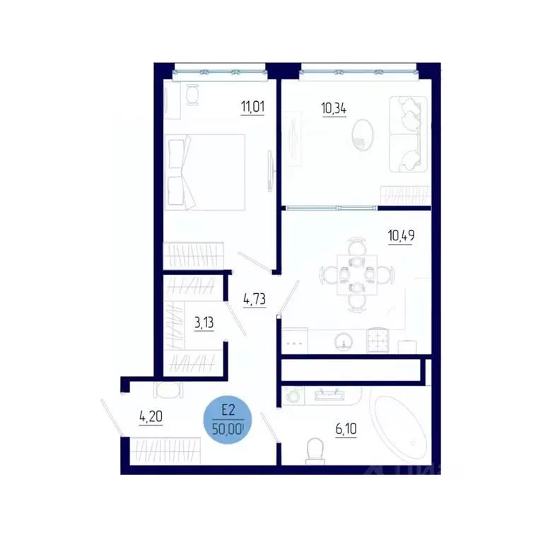 1-к кв. Рязанская область, Рязанский муниципальный округ, с. Дядьково ... - Фото 1