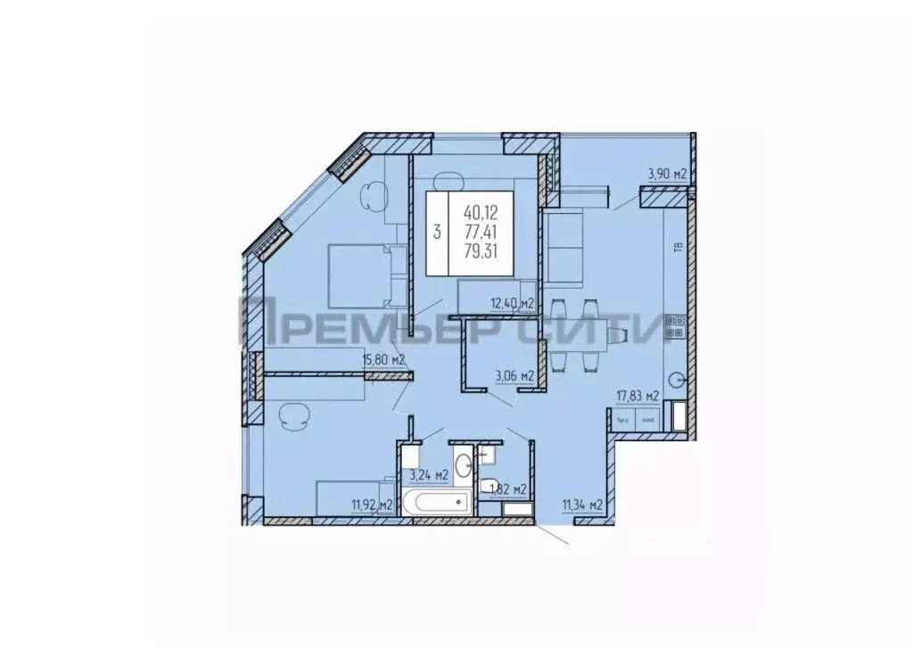 3-к кв. Калужская область, Калуга ул. Серафима Туликова, 4 (79.31 м) - Фото 0