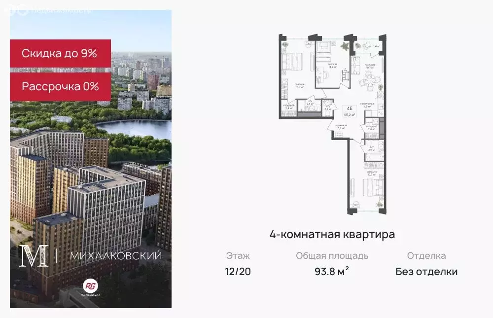 4-комнатная квартира: Москва, САО, Головинский район, жилой комплекс ... - Фото 0