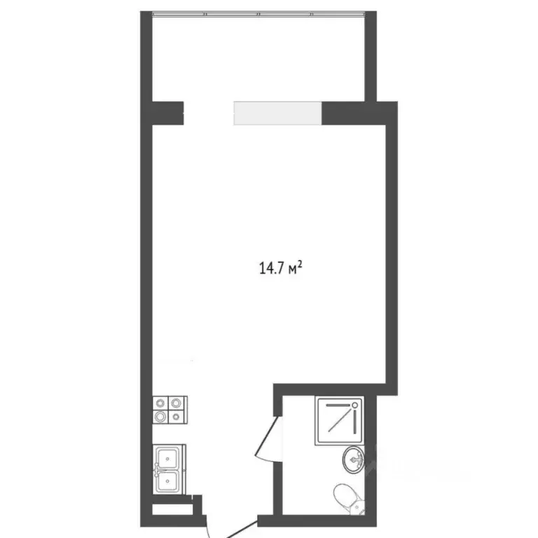 1-к кв. Тюменская область, Тюмень ул. Республики, 237 (14.7 м) - Фото 2