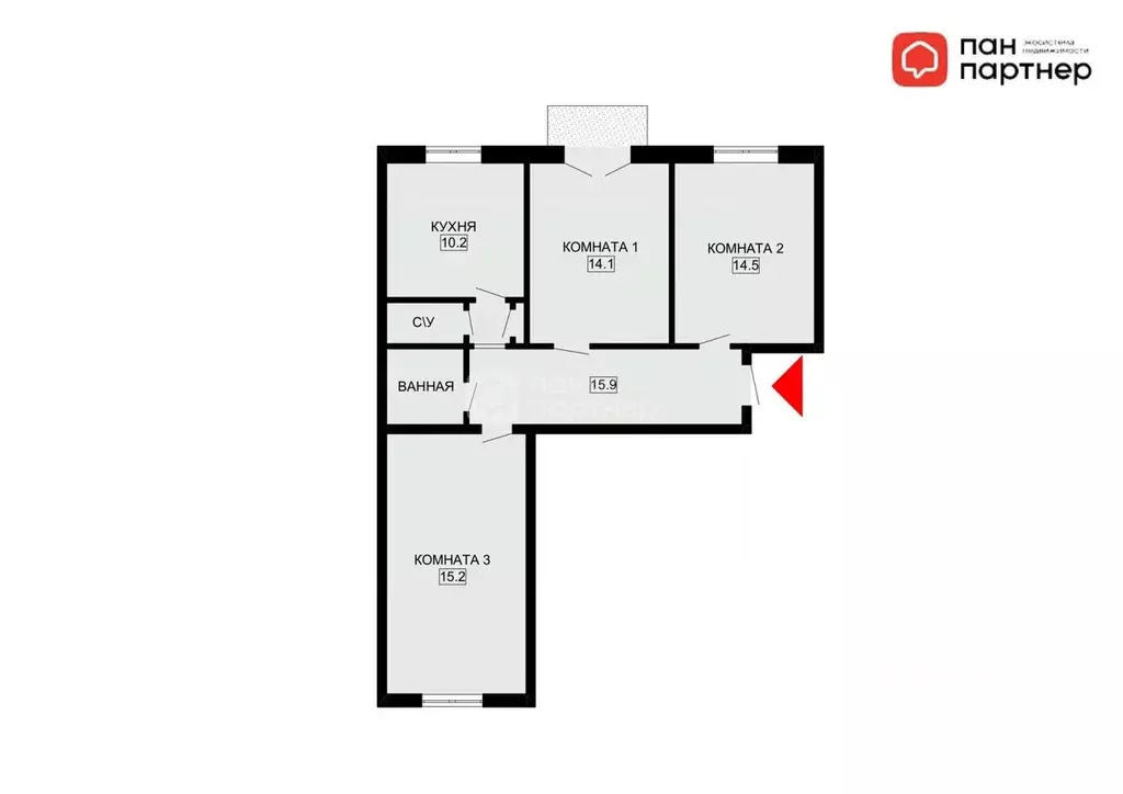 3-к кв. Санкт-Петербург ул. Седова, 75/21 (74.4 м) - Фото 2