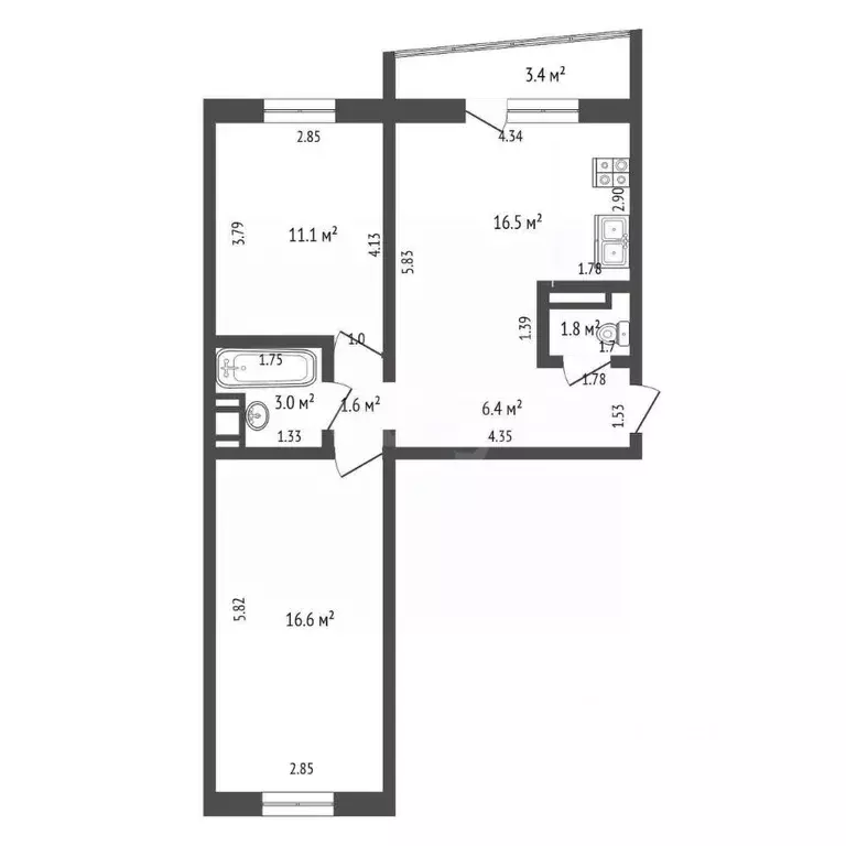 2-к кв. Челябинская область, Челябинский городской округ, пос. ... - Фото 2
