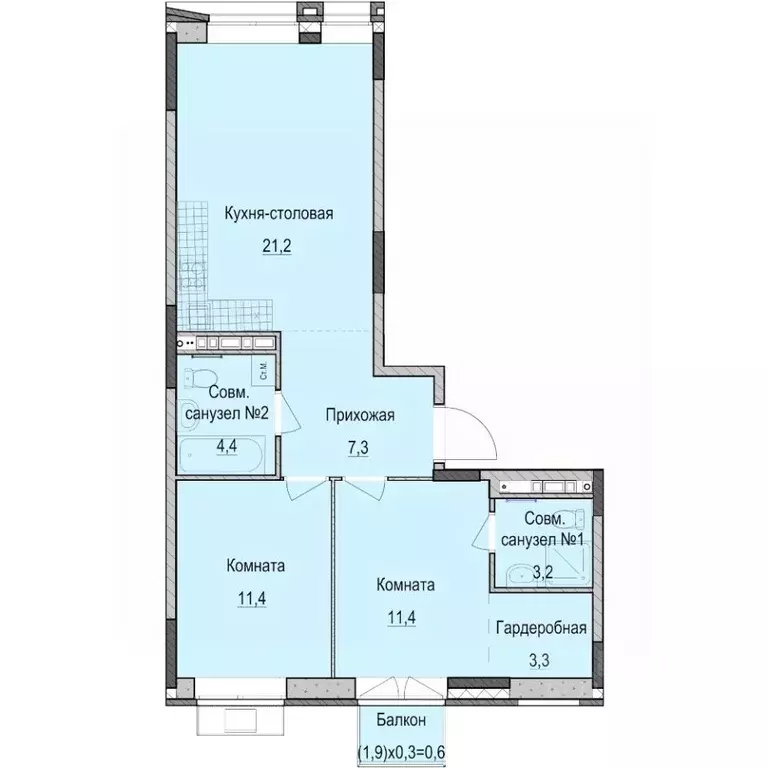 2-к кв. Татарстан, Казань Ферма-2 жилмассив,  (62.8 м) - Фото 0
