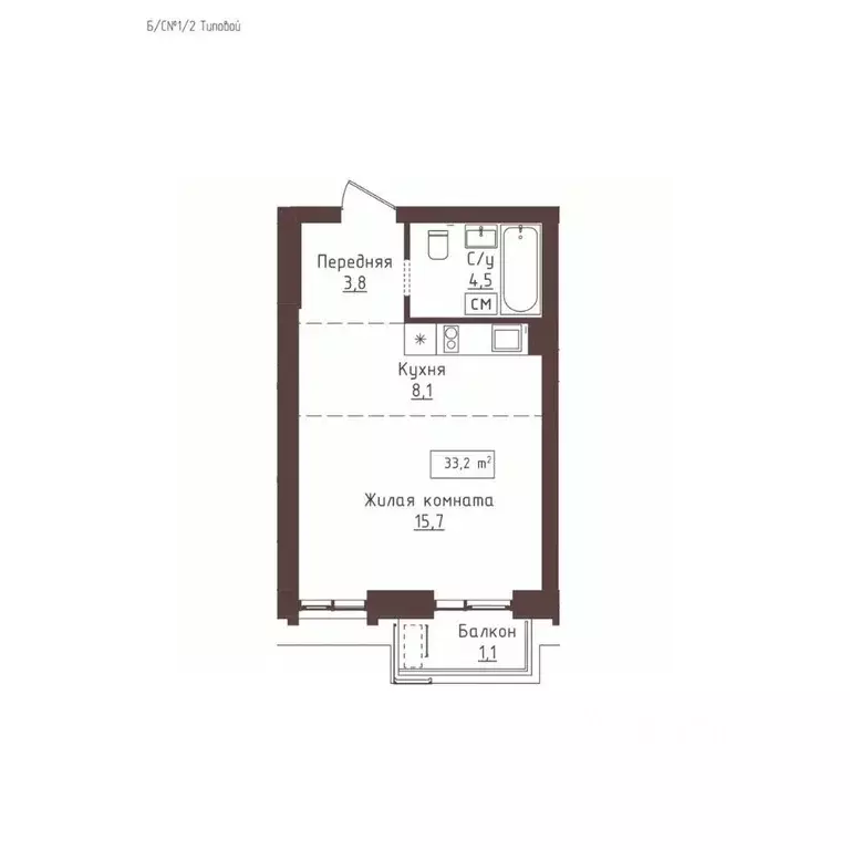 1-к кв. Алтайский край, Барнаул ул. Папанинцев, 155 (33.2 м) - Фото 1