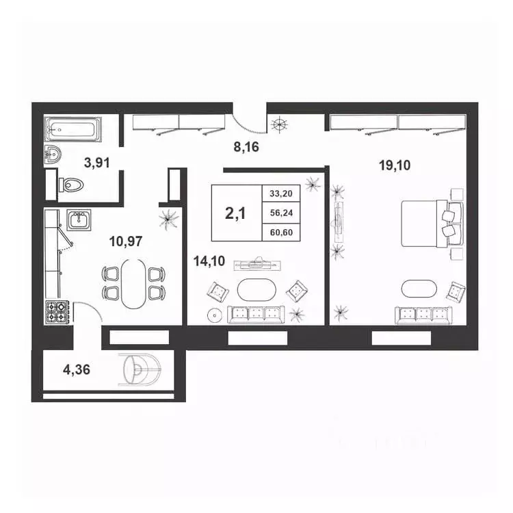 2-к кв. Новгородская область, Великий Новгород ул. Якова Павлова, 15 ... - Фото 1