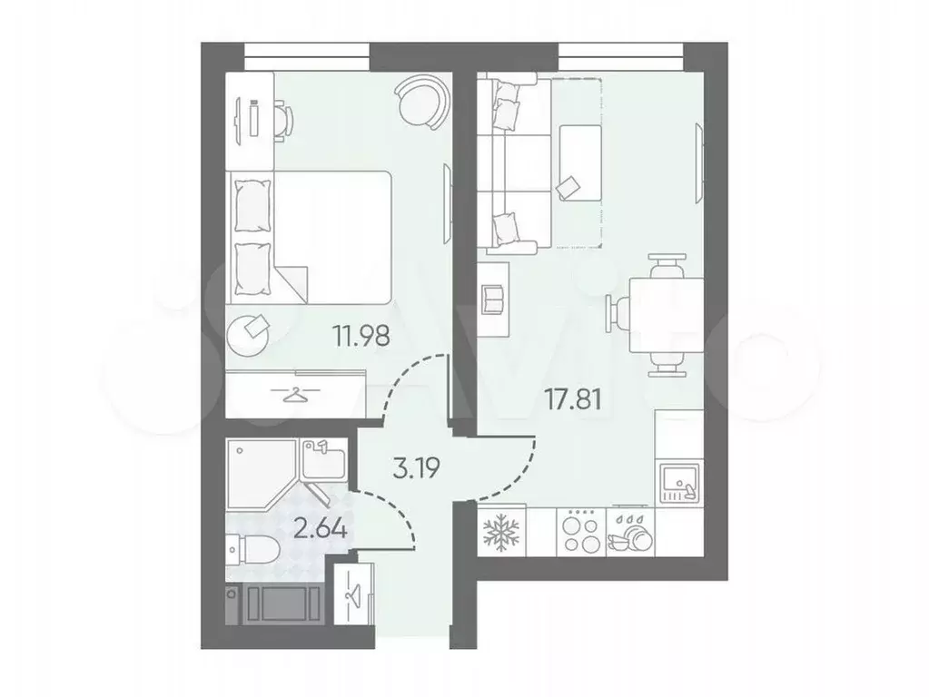 1-к. квартира, 35,7 м, 8/23 эт. - Фото 0