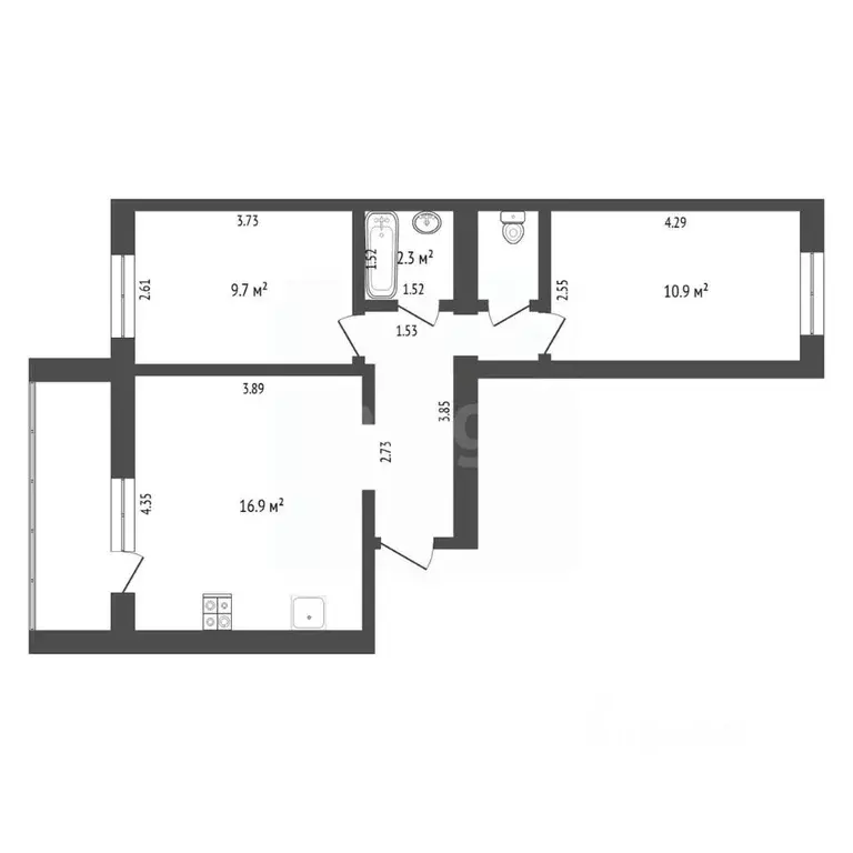 2-к кв. Тюменская область, Тюмень Тарманы мкр, ул. Игримская, 37 (54.0 ... - Фото 2