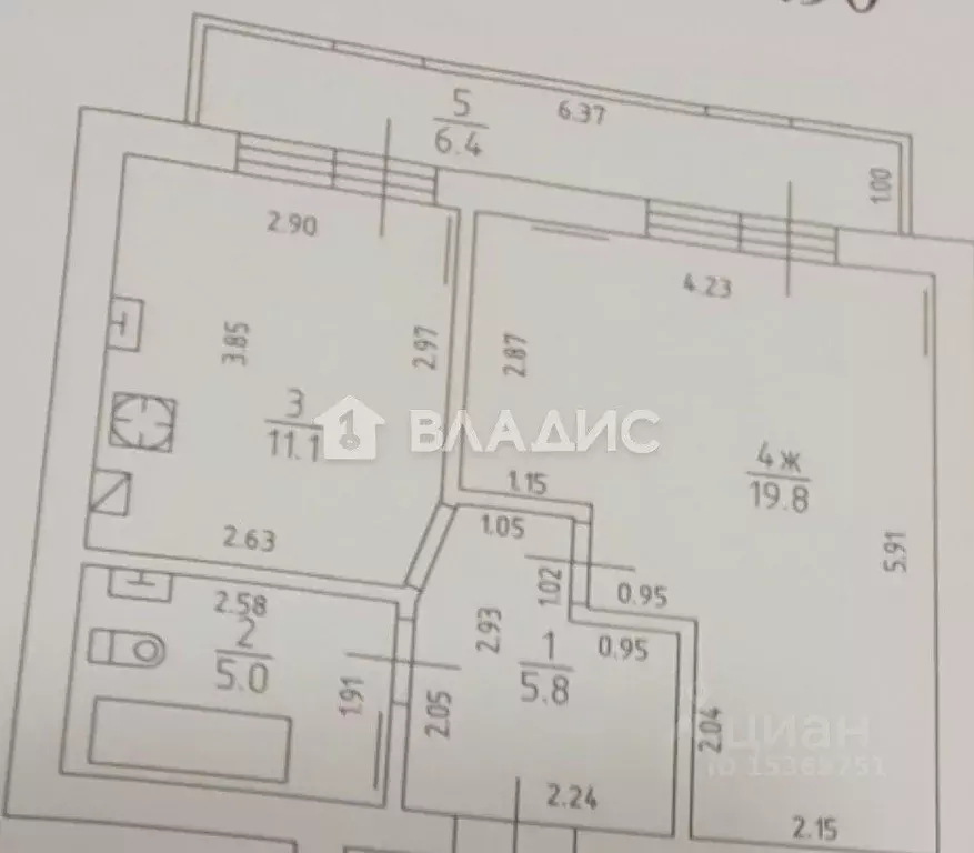 1-к кв. Калининградская область, Гурьевский муниципальный округ, пос. ... - Фото 2