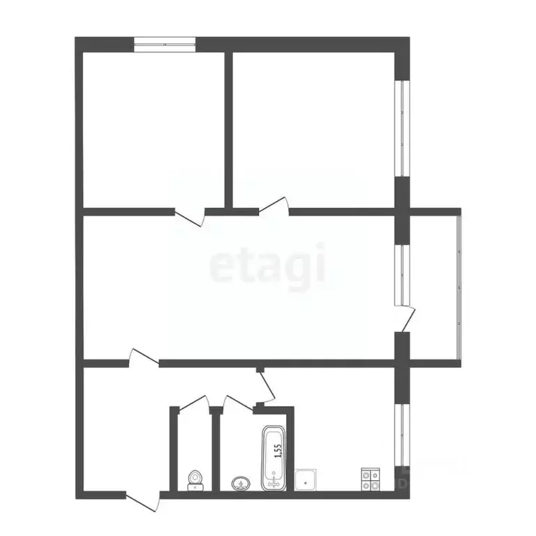 3-к кв. Алтайский край, Белокуриха ул. Братьев Ждановых, 13/1 (50.7 м) - Фото 0