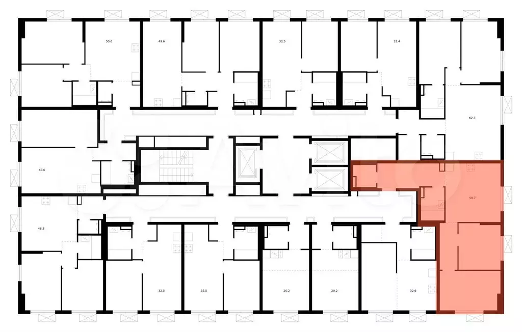 2-к. квартира, 58,7 м, 12/24 эт. - Фото 1