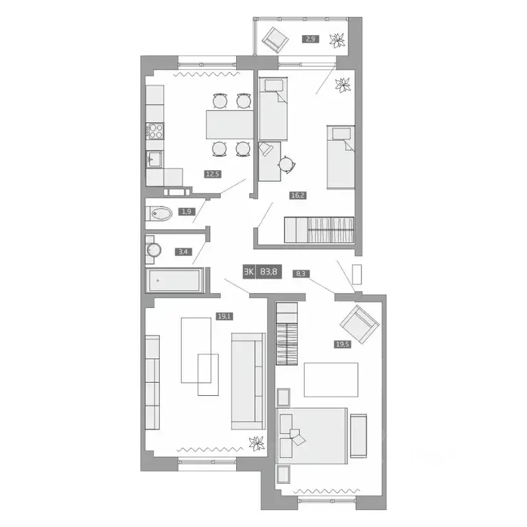 3-к кв. Приморский край, Артем ул. Острякова, 39Б (84.0 м) - Фото 0