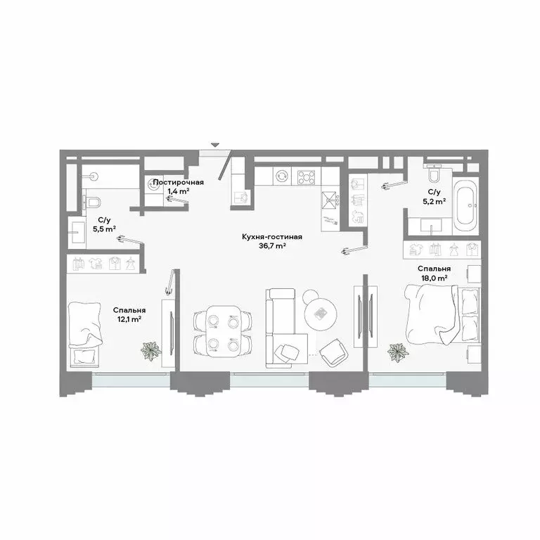 2-комнатная квартира: Москва, Ленинский проспект, 2 (78.7 м) - Фото 1