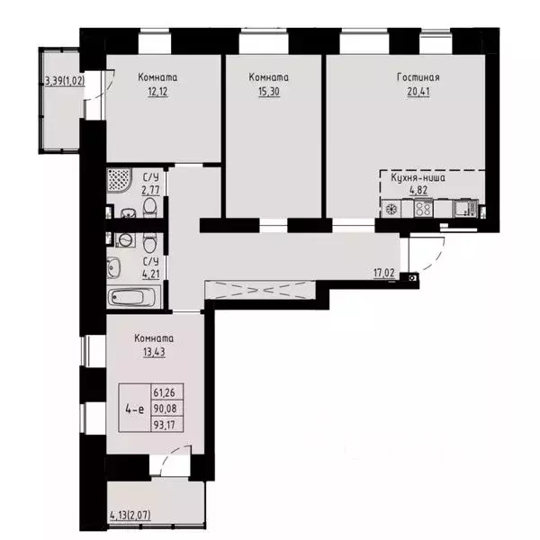 4-к кв. Красноярский край, Красноярск ул. Елены Стасовой, 82 (90.4 м) - Фото 1
