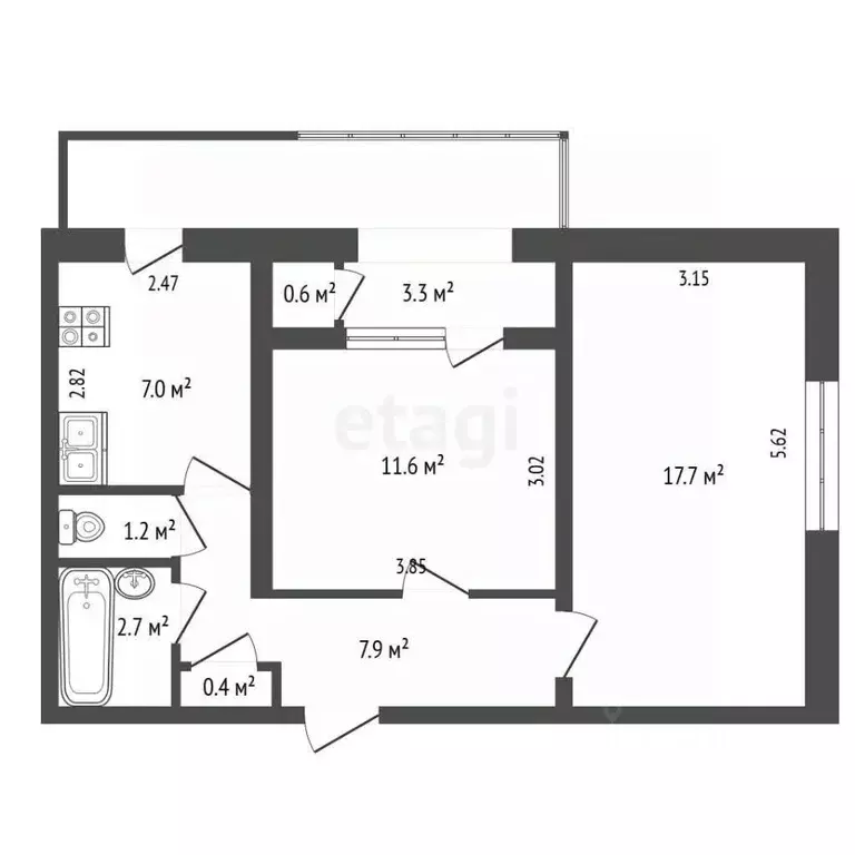 2-к кв. Севастополь ул. Хрусталева, 79 (48.4 м) - Фото 2