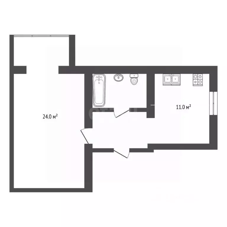 1-к кв. Крым, Бахчисарай ул. Грузинова, 61 (42.6 м) - Фото 1