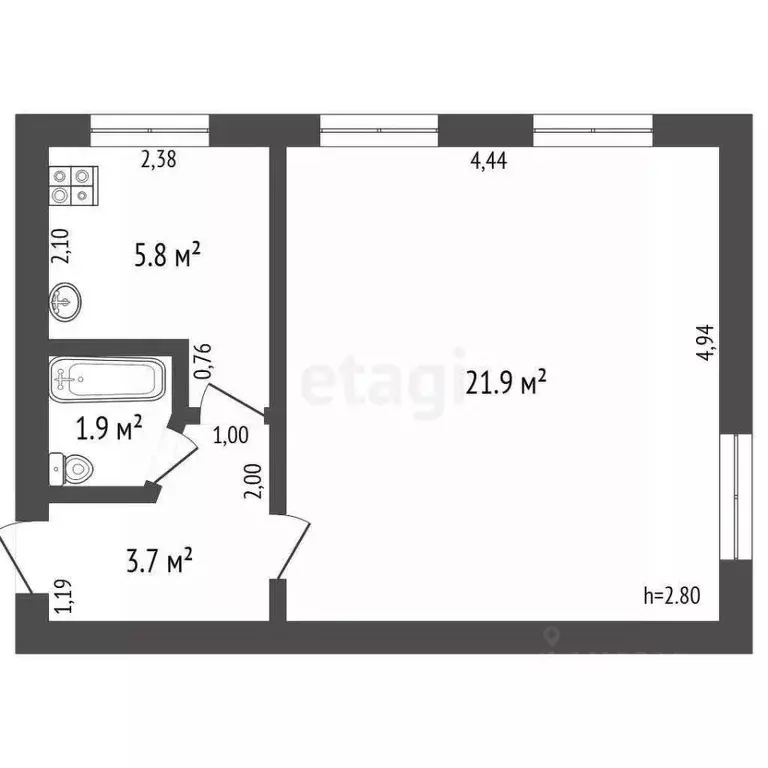 1-к кв. Владимирская область, Ковров ул. Туманова, 18 (33.3 м) - Фото 1