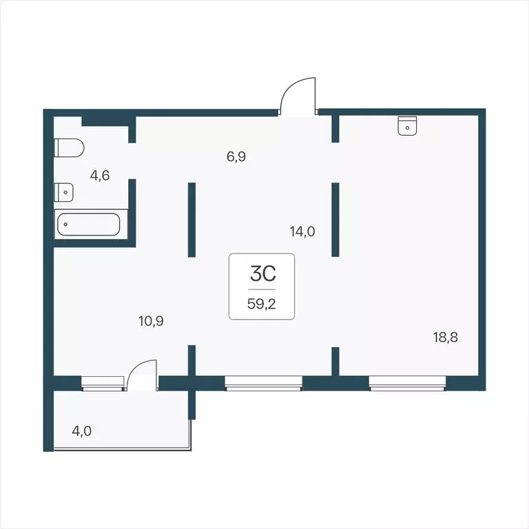 3-комнатная квартира: Новосибирск, Кедровая улица, 80/3 (59.2 м) - Фото 0