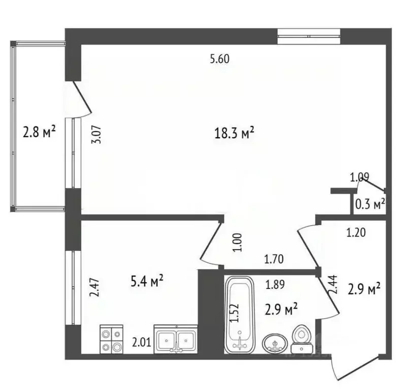 1-к кв. Самарская область, Самара Аэродромная ул., 118 (30.4 м) - Фото 1