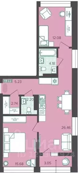 2-к кв. Ханты-Мансийский АО, Ханты-Мансийск ул. Объездная, 57А (71.7 ... - Фото 0