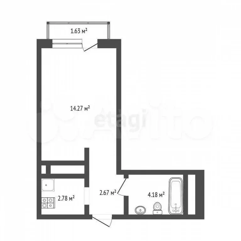 Квартира-студия, 23,3 м, 12/14 эт. - Фото 0