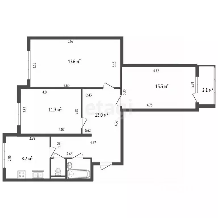 3-к кв. Санкт-Петербург, Санкт-Петербург, Сестрорецк Приморское ш., ... - Фото 2