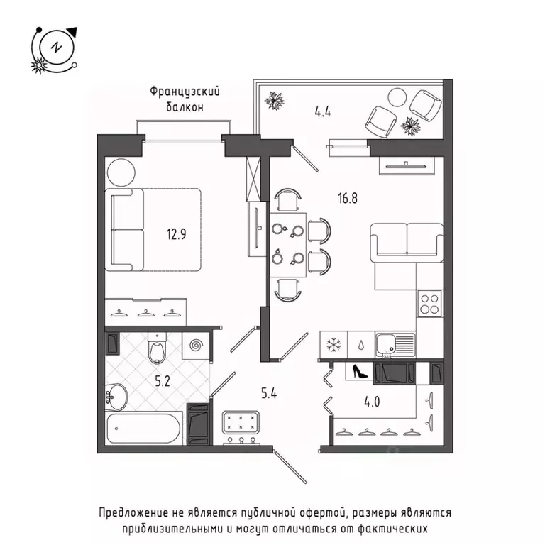 1-к кв. Санкт-Петербург Черниговская ул., 17 (46.6 м) - Фото 0