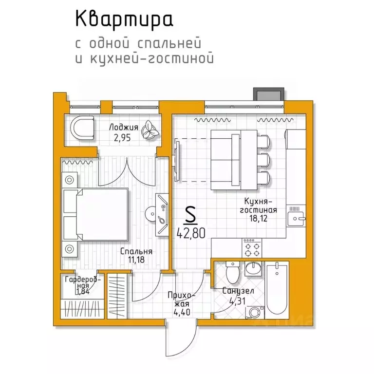 1-к кв. Тульская область, Тула городской округ, пос. Молодежный 5 ... - Фото 0