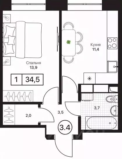 1-к кв. Московская область, Пушкино Пушкино Град жилой комплекс, к2 ... - Фото 1