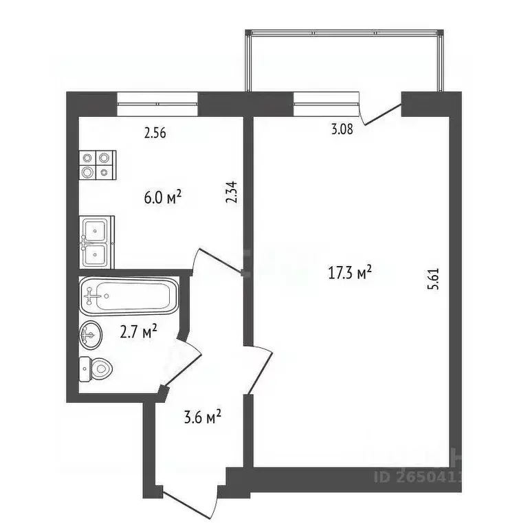 1-к кв. Севастополь ул. Хрусталева, 19А (31.7 м) - Фото 1