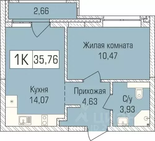 1-к кв. Новосибирская область, Новосибирск ул. Василия Клевцова, 3 ... - Фото 1