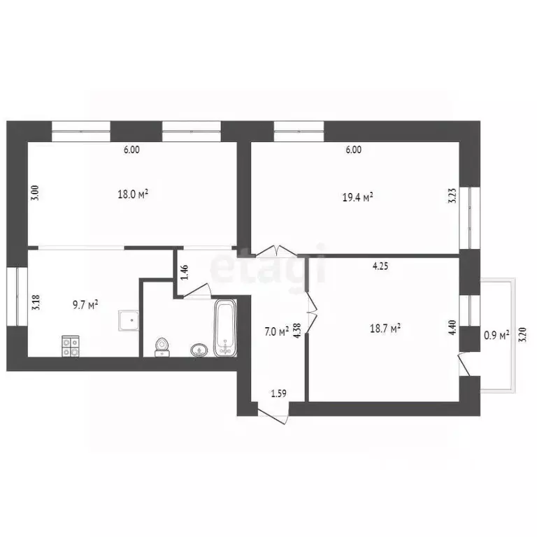 3-к кв. Калининградская область, Калининград ул. Багратиона, 125 (82.2 ... - Фото 1
