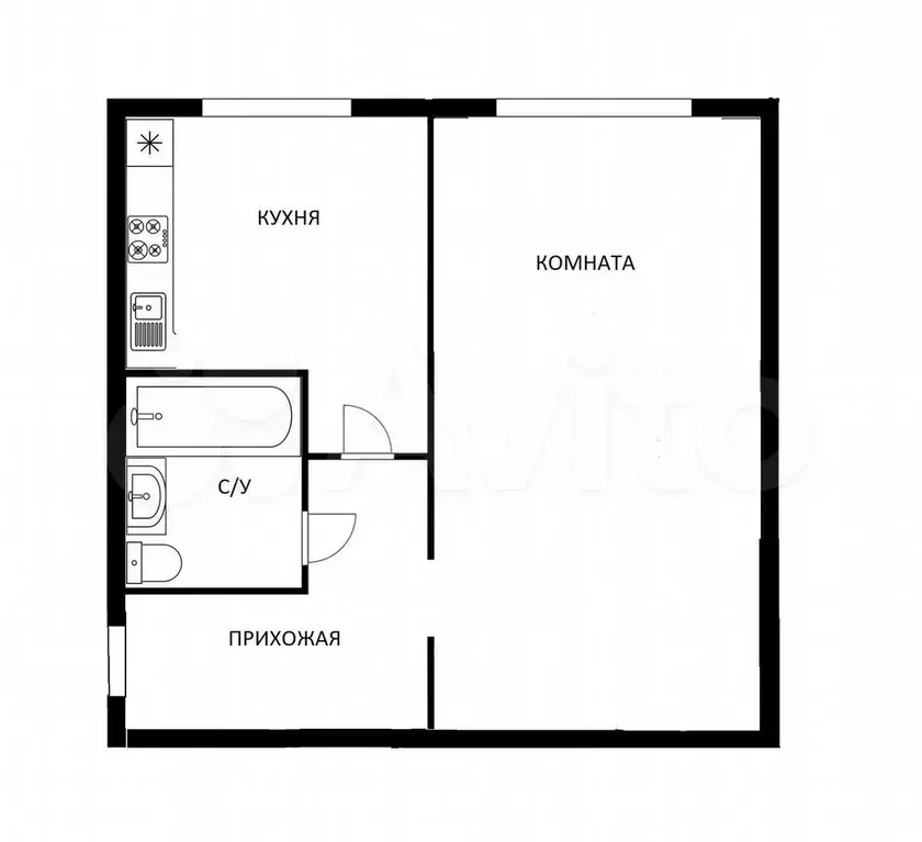 1-к. квартира, 32,7 м, 4/5 эт. - Фото 0