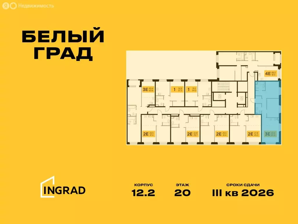 3-комнатная квартира: Мытищи, жилой комплекс Белый Grad, 12.2 (65.6 м) - Фото 1