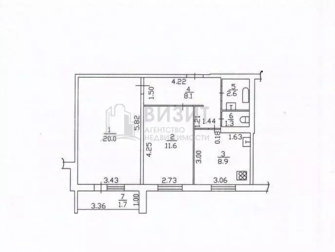 2-к кв. Татарстан, Нижнекамск Студенческая ул., 10Б (52.5 м) - Фото 2