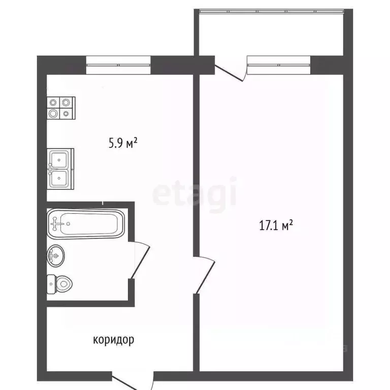 1-к кв. Чувашия, Чебоксары просп. Мира, 28 (29.8 м) - Фото 2